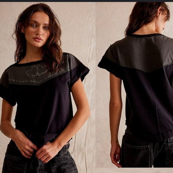Free People We The Free Mustang Sally Tee Black - Picture 1 of 4